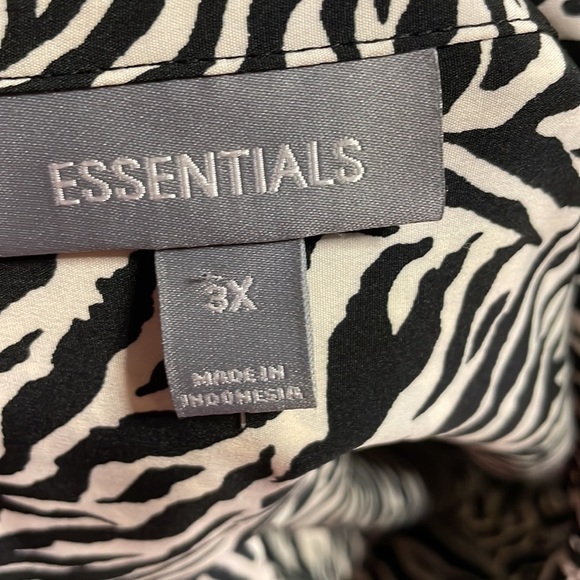 Essential PLUS ZIBRA print button up shirt blouse polyester short sleeve 3X - Picture 7 of 12